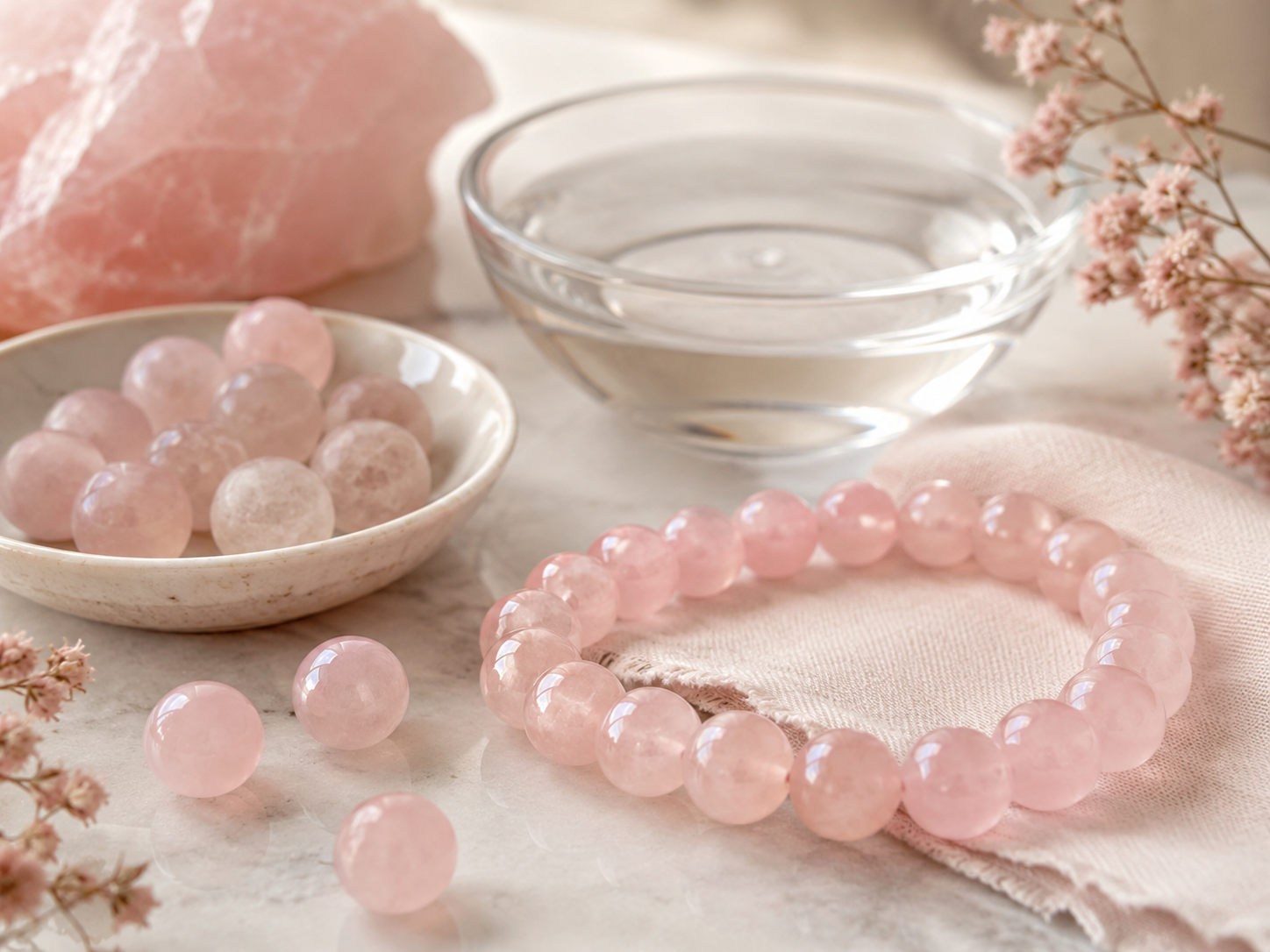 Comment redonner de l’éclat aux perles en quartz rose ?