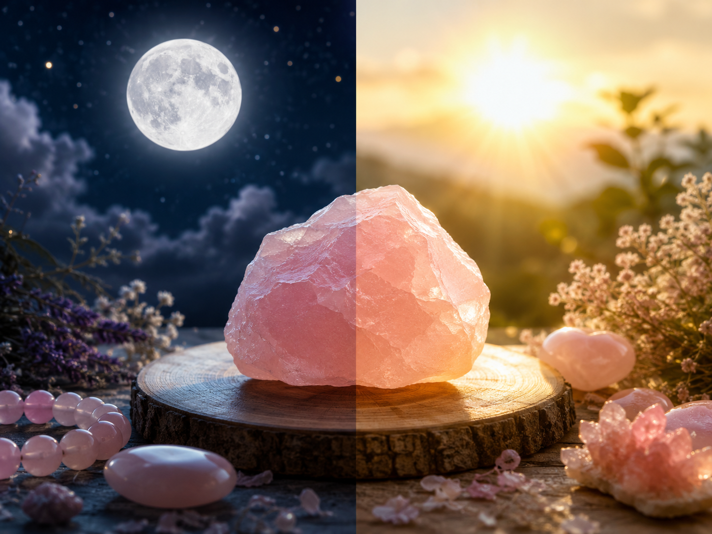 Quartz rose : lune ou soleil pour le rechargement ?
