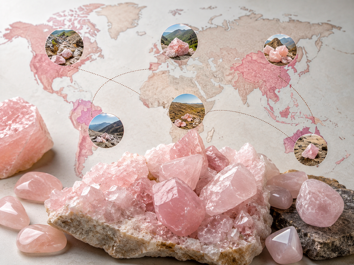 Origine et provenance du quartz rose : principaux pays producteurs