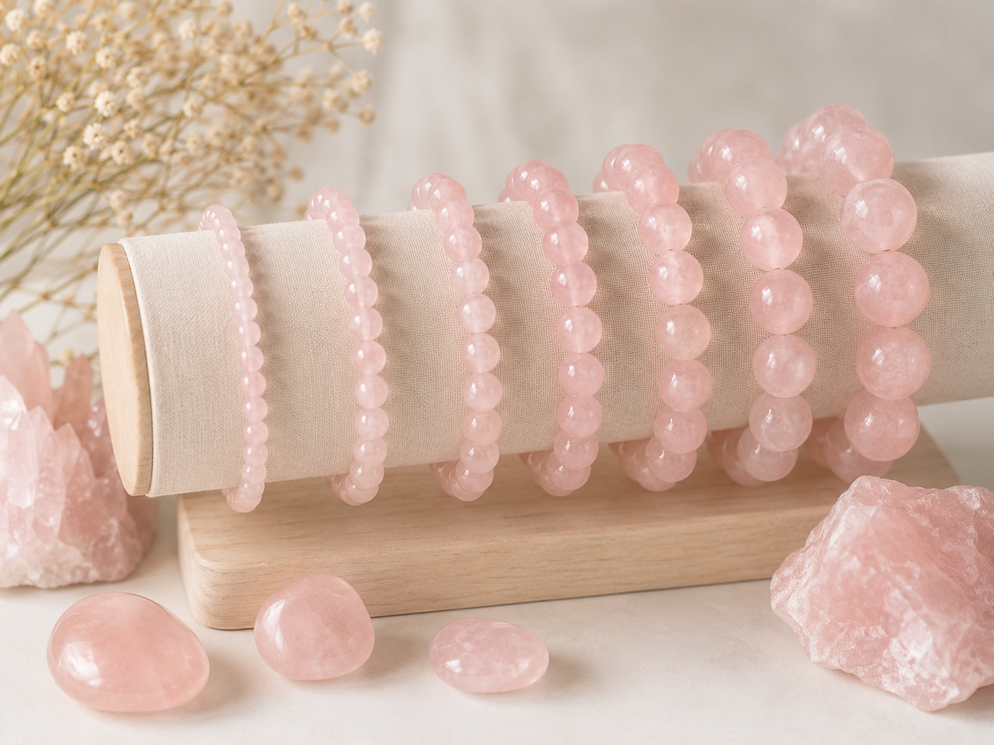 Bracelet quartz rose : quel diamètre de perles choisir ?