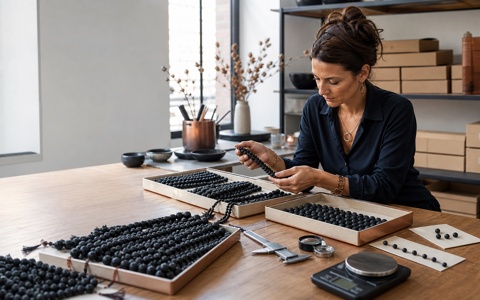 Achat professionnel et contrôle de lots de perles de lave