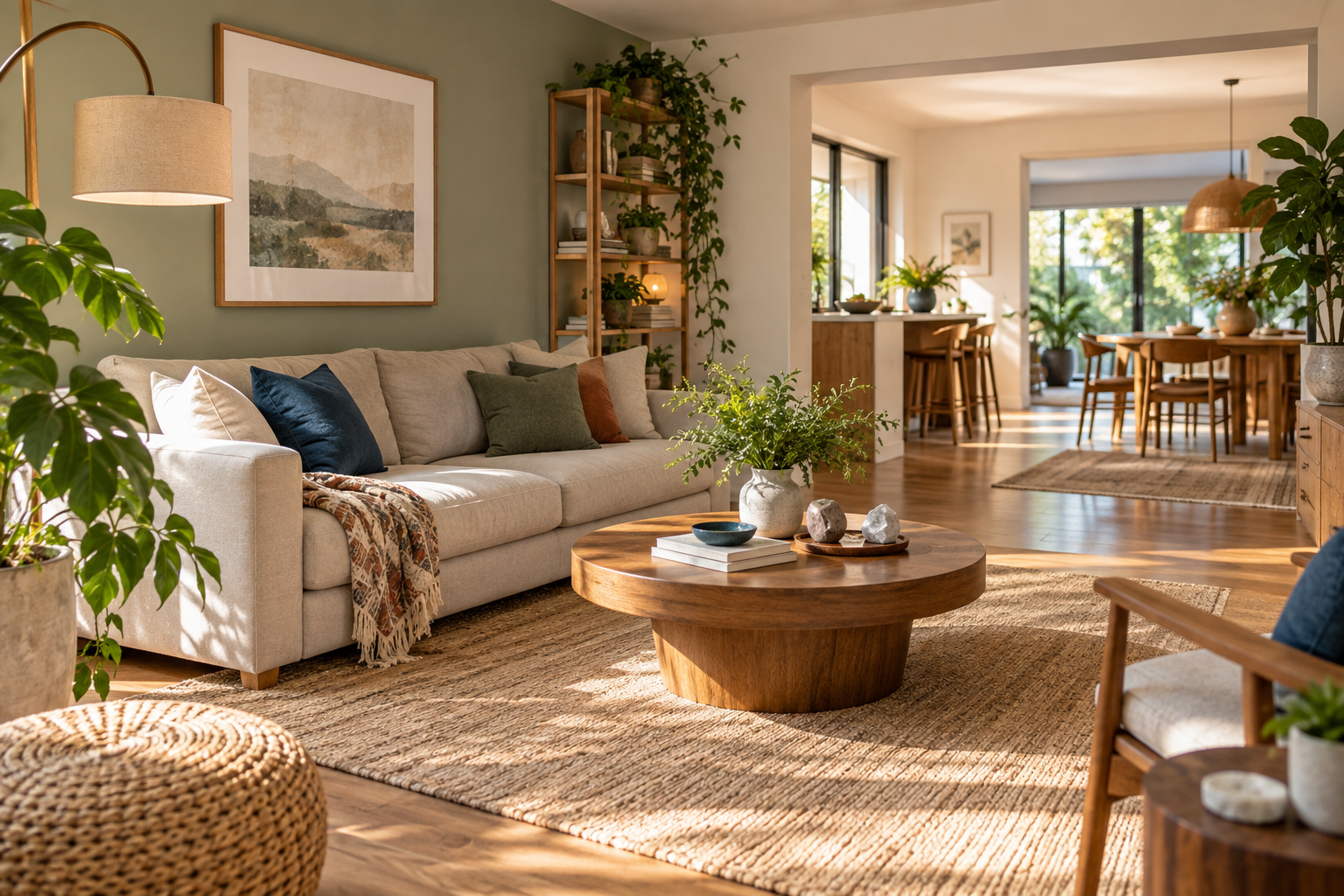 Salon Feng Shui lumineux et circulation fluide
