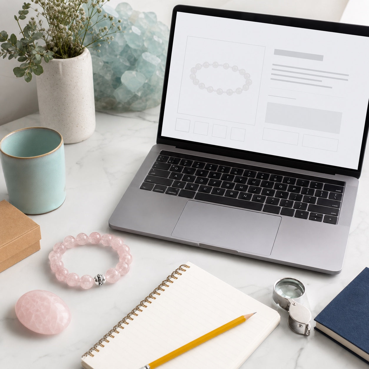 Rédaction d’une fiche produit quartz rose claire et sans allégation médicale