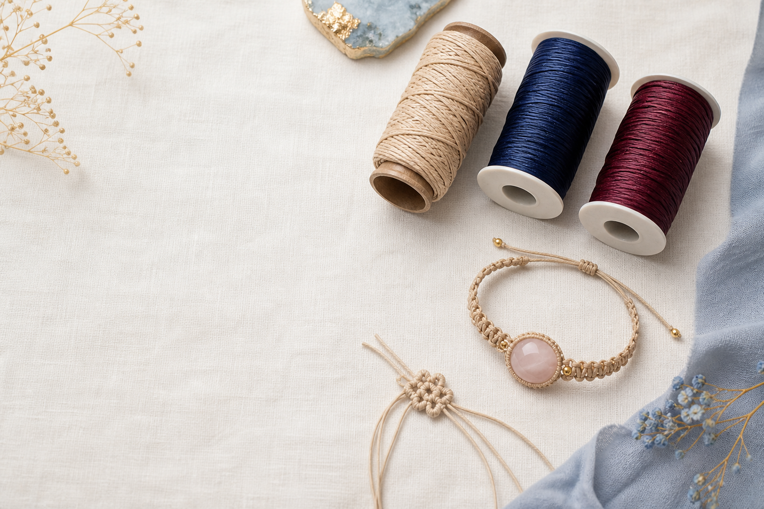 Comparatif des fils cirés, coton ciré et polyester pour le macramé