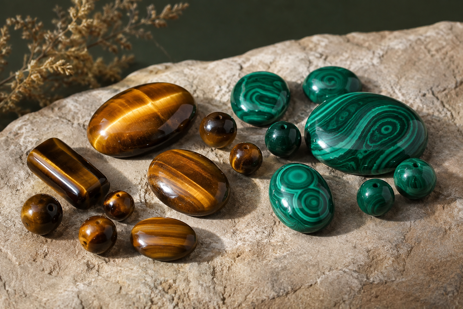 Œil de tigre et malachite : association et entretien