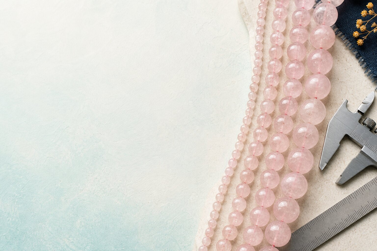 Perles en quartz rose de 4, 6, 8, 10 et 12 mm