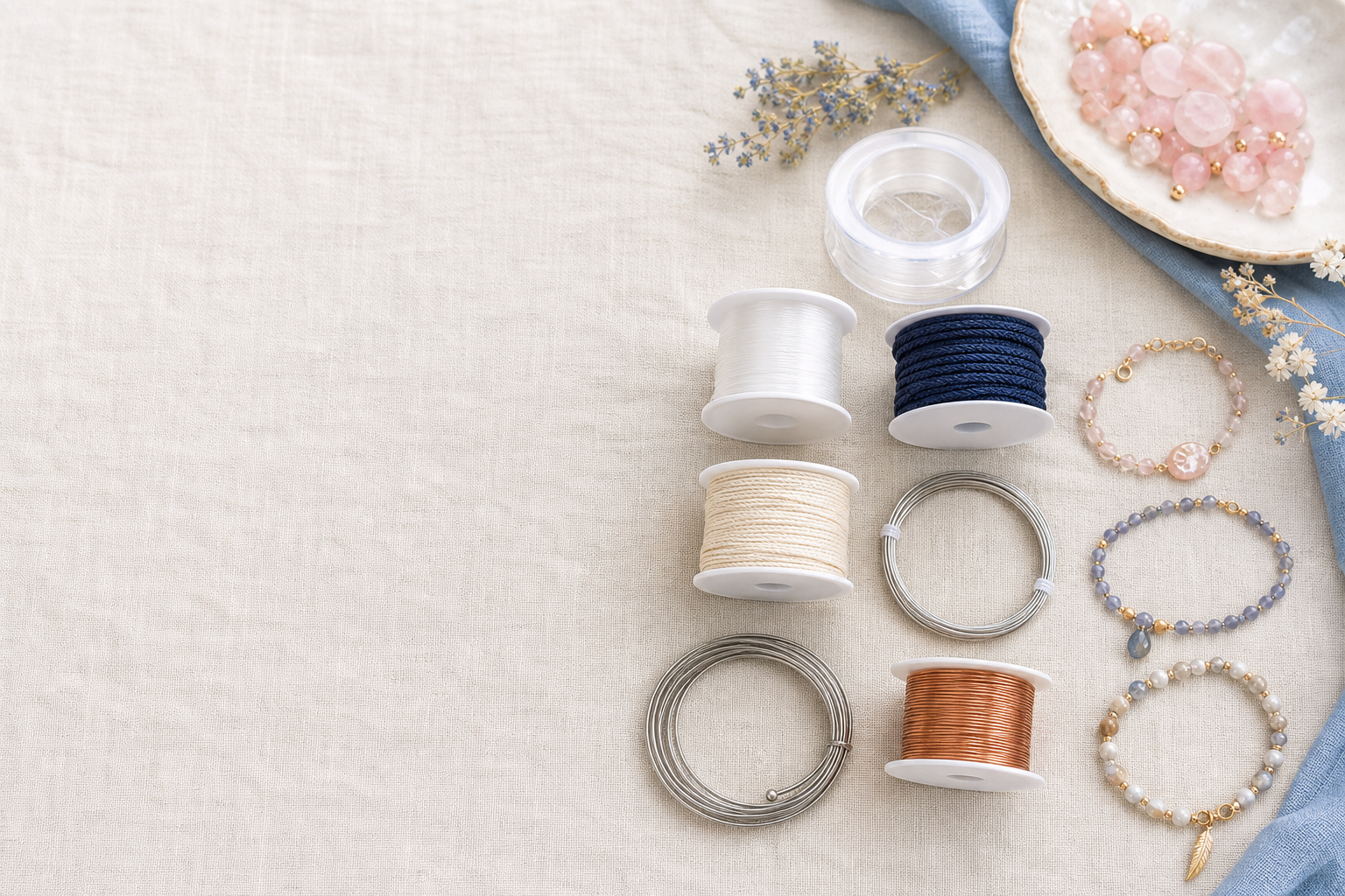 Fils, cordons et câbles pour fabriquer différents bijoux en perles