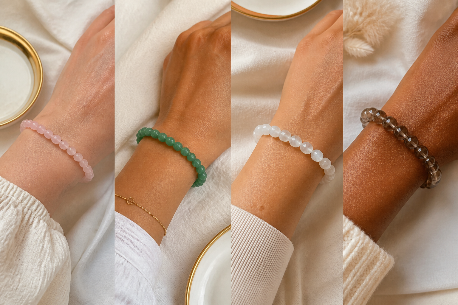 Bracelets féminins en perles naturelles de 4, 6, 8 et 10 mm