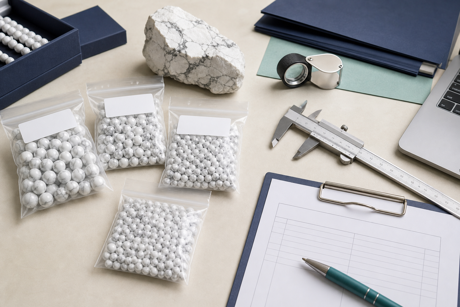 Bureau professionnel de contrôle d’un lot de howlite